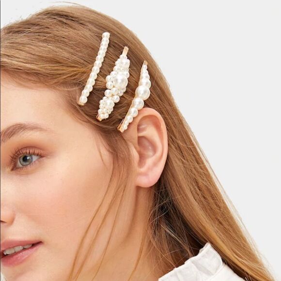 Accessories - Pearl 3 Piece Hair Accessory Gold Set